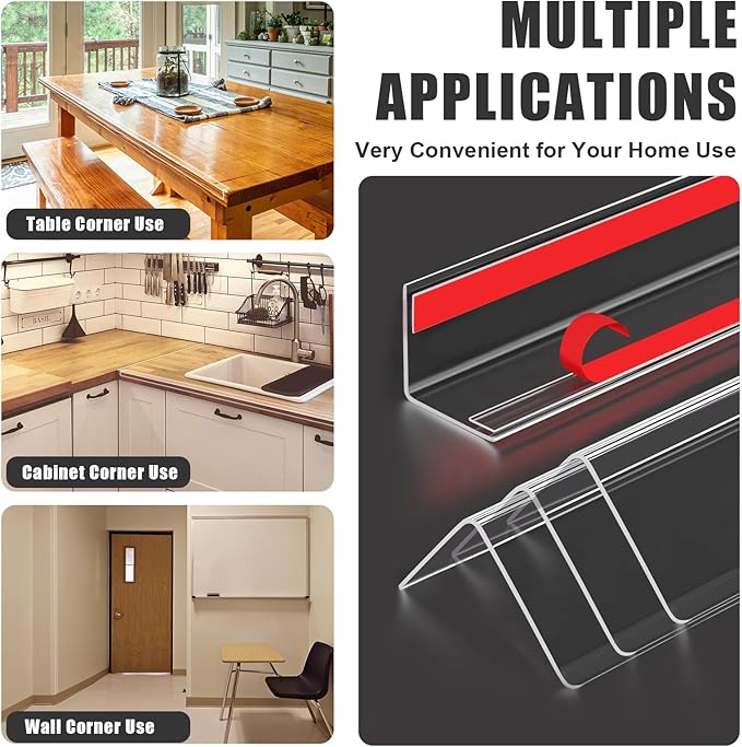 4 PCS Wall Corner Protectors,42cm(16.5in) Length Self-Adhesive Plastic Baby Corner Protectors, Corner Guards & Edge Protectors for Baby, Wall,Furniture, Door,Tables,Windows (4cmx42cm/1.57inx16.5in)