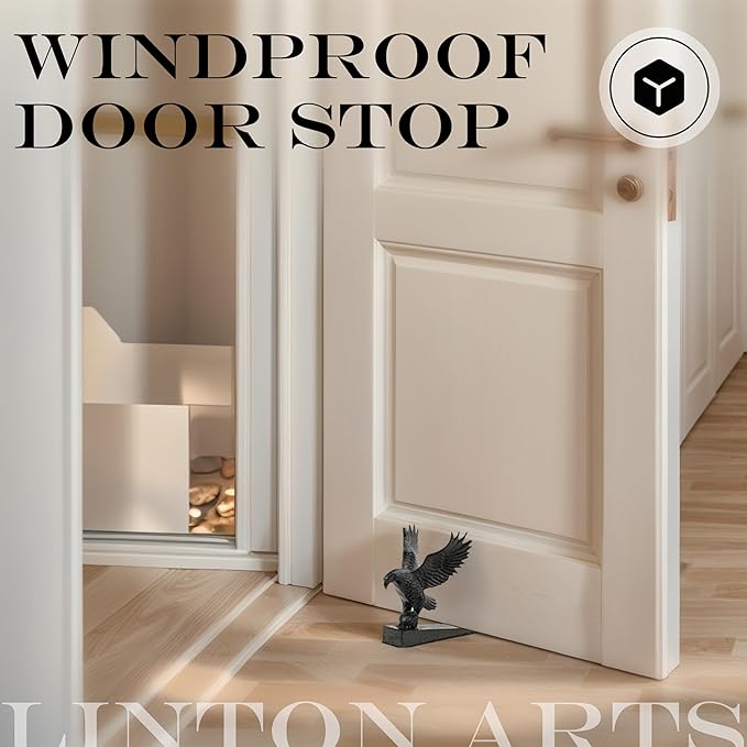 Bald Eagle Cast Iron Door Stop β Heavy Duty Decorative Door Stop, Vintage Style Outdoor & Indoor Door Stopper Iron Door Wedge with Wall Protector