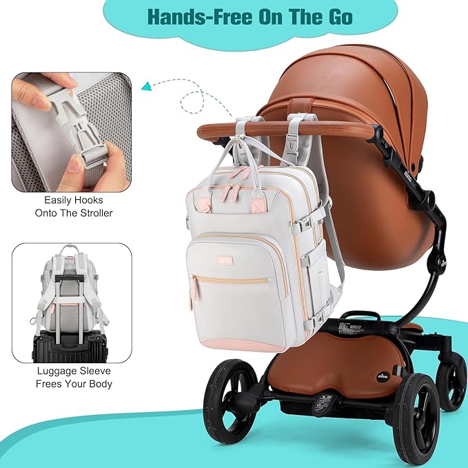 BAGPARKK Diaper Bag Backpack, Multi function Baby Bag with Portable Changing Pad, Pacifier Holder,Waterproof Diaper Bags with USB Charging Port,Anti-Theft Travel Backpack for Mom, Dad, Newborn (Gray)