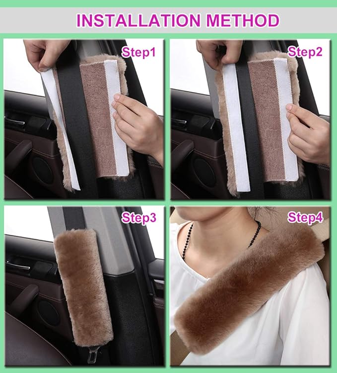 SUNTRADE Soft Faux Car Seat Belt Cover Pad,Car Safety Seat Belt Strap Shoulder Pad for Adults and Children,Suitable for Car Seat Belt,Backpack,Shoulder Bag,Set of 2 (Gray)
