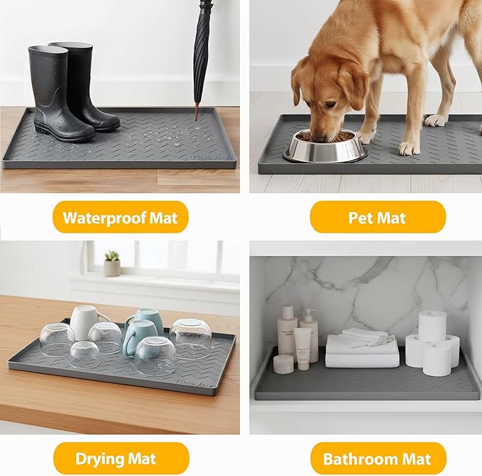 TigeJoy 31" x 22" Under Sink Mats for Kitchen Waterproof, Leak-Proof Silicone Mat Sink Protector and Cabinet Liner, Kitchen Essentials Organizer and Storage, Boot or Shoe Tray, Pet Feeding Mat