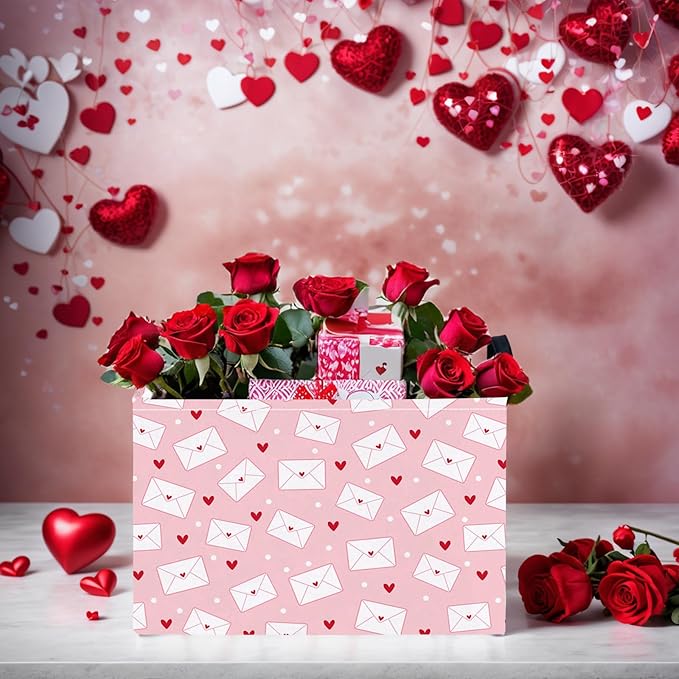 ASKETAM Valentine's Day Basket Gift for Empty Cute Heart Large Storage Bin for Kid and Baby Room Décor (Pink Envelope Love)