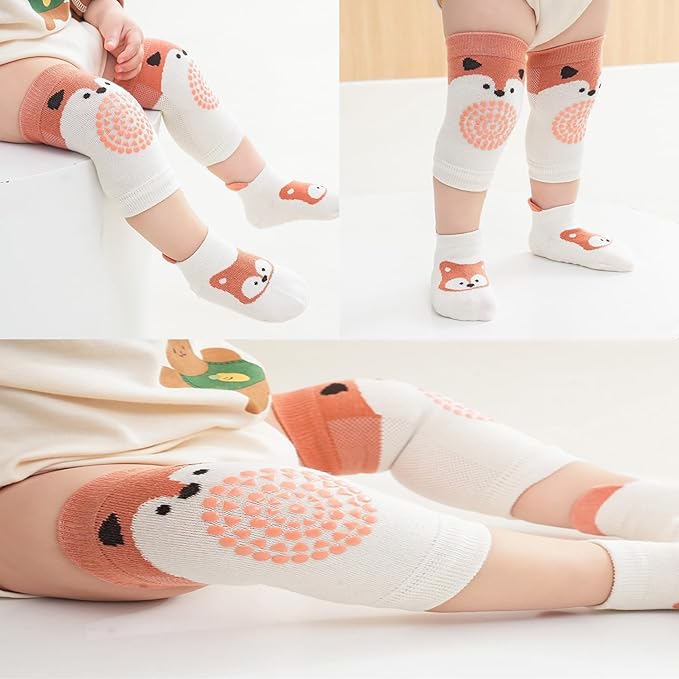 TFTSR Baby Knee Pads for Crawling (3 Pairs) and Baby Socks for Walking (3 Pairs), Walking Protector for Toddler Kid Girls Boy