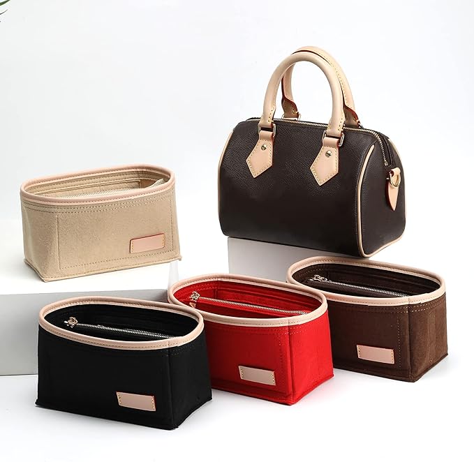 Doxo Purse Organizer Insert, Bag Organizer for Tote & Handbags, Bag in Bag, Perfect for LV Speedy 20, Alma BB, Petit Noe and More (Beige,Small)