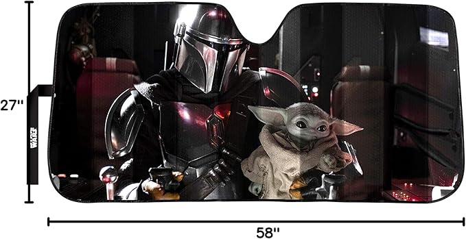 Plasticolor 003952R01 Star Wars Mandalorian Baby Yoda The Child Accordion Style Front Windshield Sunshade