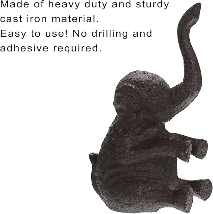 Sumnacon Cast Iron Cute Elephant Door Stop - Heavy Duty Floor Door Stopper Avoid Drilling Hole, Vintage Iron Doorstop for Patio Yard Garden Farmhouse Home Office Commercial Industrial