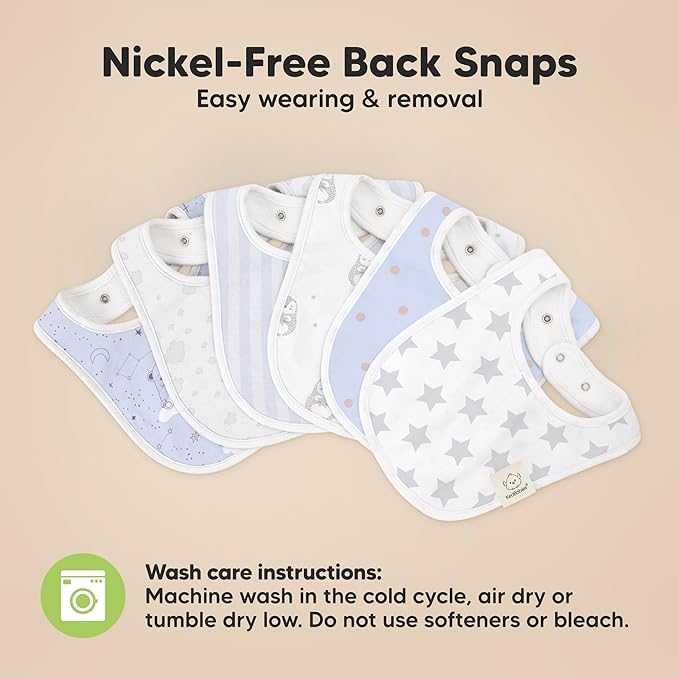 8-Pack Organic Baby Bibs for Boys, Girls - Soft Cotton Drooling and Teething Bibs for Baby Girl & Boy, Extra Absorbent, Easy to Clean & Put On for Toddler, Newborn, Infant 0-24 Months (Constellation)