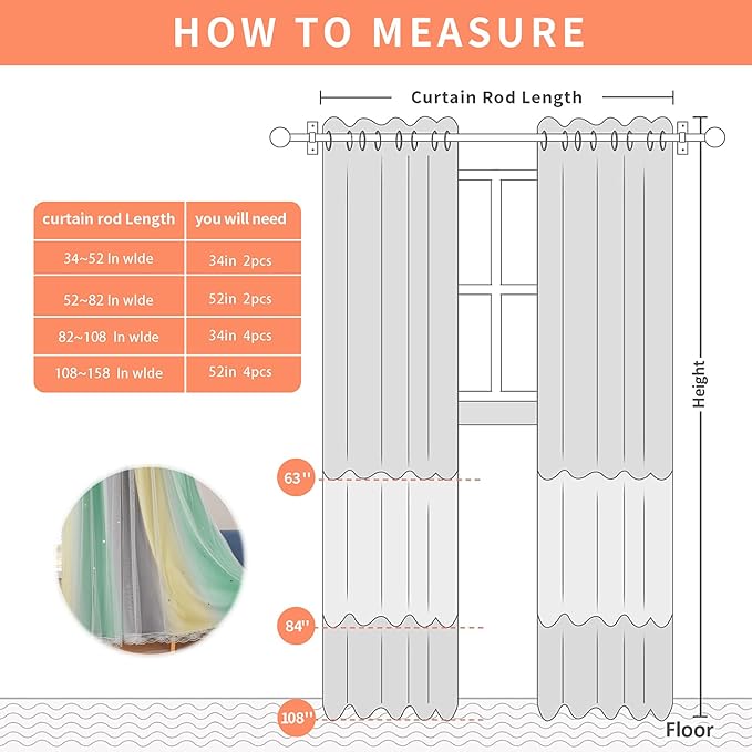 XiDi Grey Green Yellow Curtains 84 Inches Long for Girls Bedroom 2 Panels Set, Blackout Rainbow Curtains for Kids Room Decor, Unicorn Wall Decals Drapes for Little Girl Nursery Room 34 Inches Wide