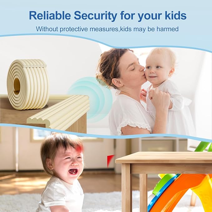 Edge Protector,Baby Proofing Baby Edge Protector Strip Safety,Soft Rubber Foam Padding,Edge Corner Guards Protector Corner Edge Bumpers for Furniture (Black, 16.4Ft x 3.15" W x 0.31" Th)