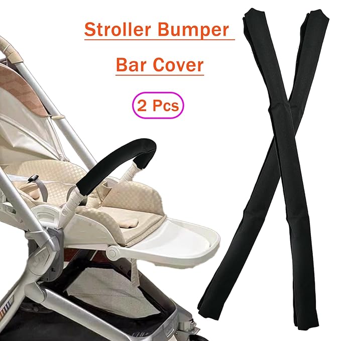 2PCS 26.4inches Armrest Handle Cover,Pushchair Handlebar Sleeve,Universal Protective Stroller Bumper Bar Covers Replacement Accessories Removable Toddler Pram Dust Proof Handle Gloves(Black)