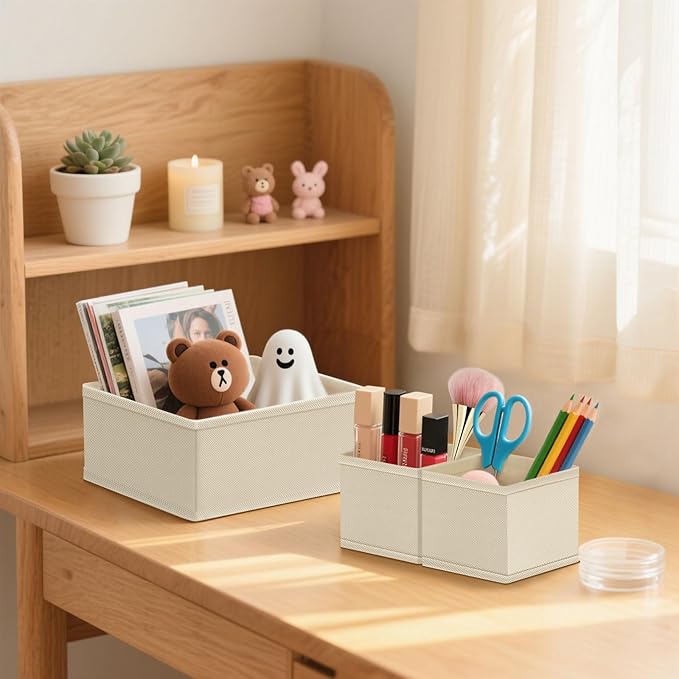 Dorisun Drawer Organizer Clothes - Dresser Organizer for Baby Clothes, Underwear, Sock - Nursery Organization - Foldable Closet Organizatio Dividers for Bra, Belt, Tie (Beige, 8 Pack)