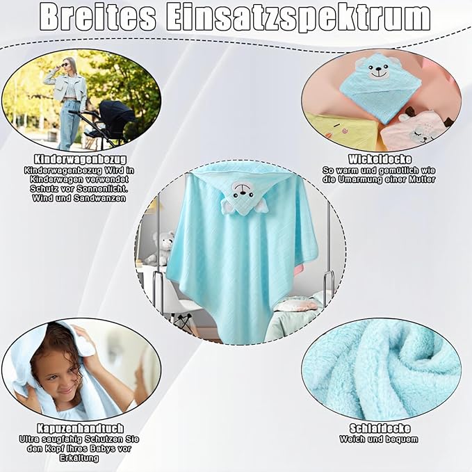 Baby Hooded Towels,31 x 31 in Infant Super Soft Baby Bath Towels with Hood for Toddlers1-3,Highly Absorbent Viscose Hooded Towel for Boys, Girls, Newborn Essentials