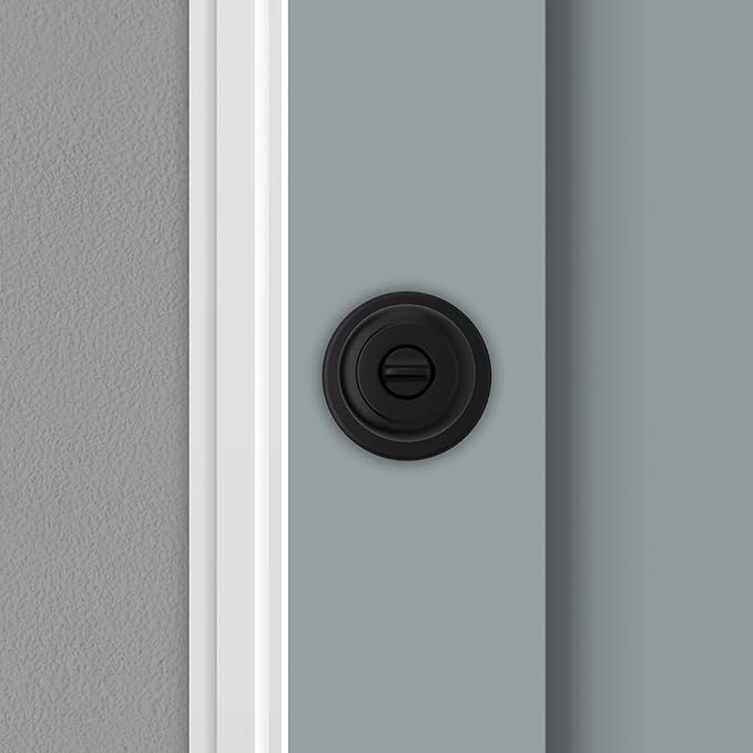 Kwikset Cove Interior Privacy Door Knob with Lock, Door Handle For Bathroom and Bedroom, Matte Black Keyless Turn Lock Doorknob