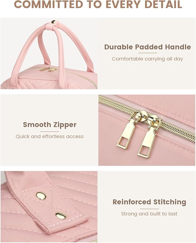Pritent Diaper Bag Backpack,Baby Essentials Diapers Bag with Pacifier Case,Multipurpose Stylish Large Capacity Travel Backpack for Baby Girl/Boy(L-Pink)