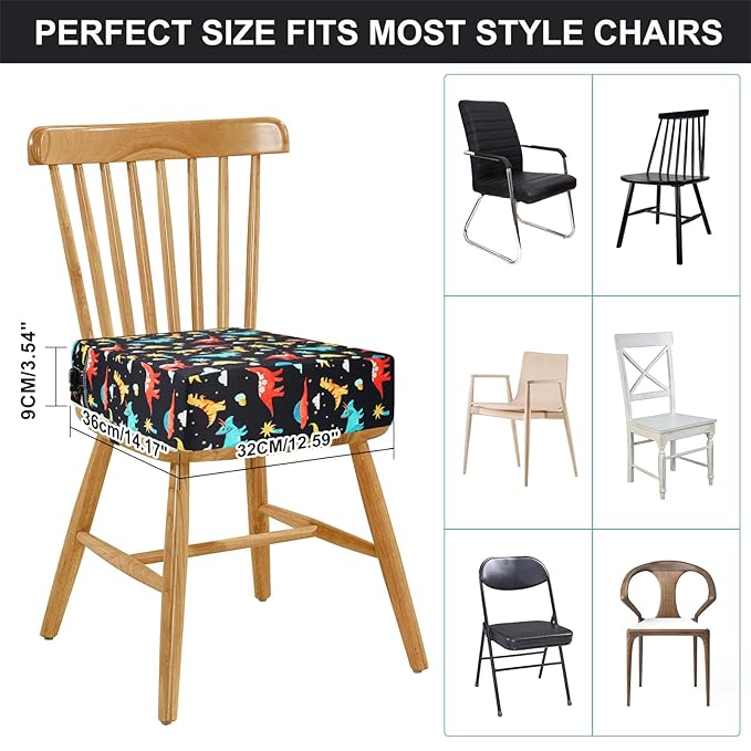 Toddler Booster Seat for Kitchen Chair Dining Table, Washable Thick Strong Support Portable Booster Chair for Toddlers Eating, Easy Cleaning Booster Seat Cushion Detachable with Adjustable Straps