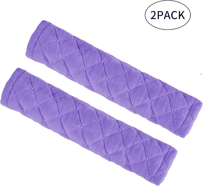 Amooca Soft Auto Seat Belt Cover Seatbelt Shoulder Pad Cushions 2 PCS Universal Fit for All Cars and Backpack for a More Comfortable Driving Violet