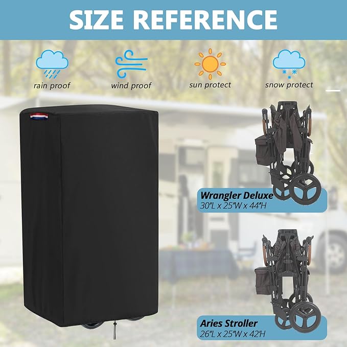 Fizentia Wagon Cover Compatible with Jeep Wagon Stroller (Cover Only),Waterproof 420D Cover for Jeep Wagon Deluxe,Aries,Wrangler (30" L x 25" W x 42" H)