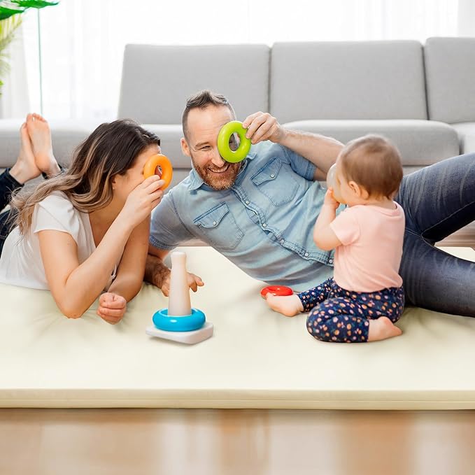 Baby Play Mat for Boy or Girl - 1.4" Extra Thick & Super Soft Vegan Leather Floor Mat, Waterproof & Anti-Slip Baby Crawling Mats, Playmats for Babies and Toddlers, Playpen Mat Fits Any Playroom, Beige
