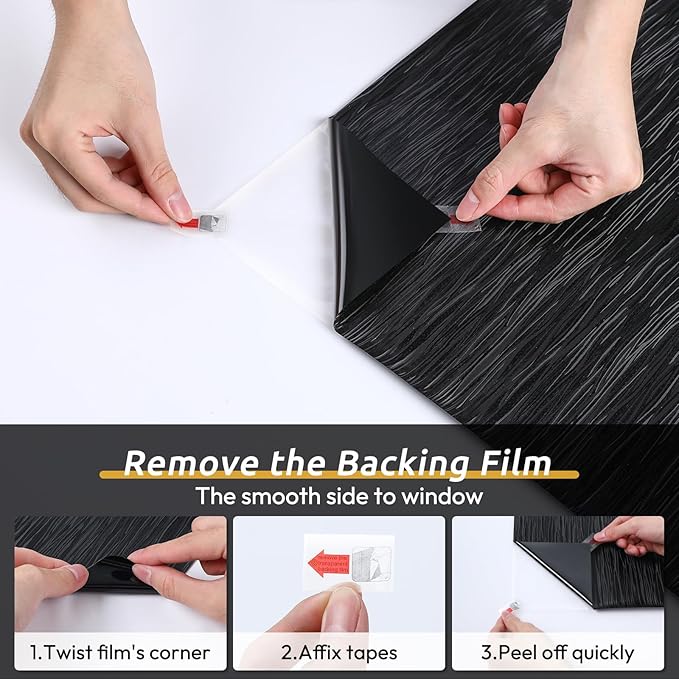 rabbitgoo Blackout Window Film, Sun Light Blocking Window Black Out Cover for UV Reduction, Removable Tint Room Darken Heat Control Frosted Glass Sticker for Home, Black, 23.6 x 78.7 Inches