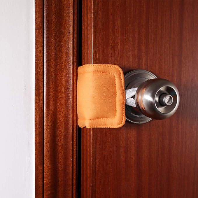 Door Silencer Jammer Closer Cushion Latch Cover 3 Pack for Noise Reducing Quiet Doors Baby Toddler Safety 3.25 x 5.5 Inch (New Orange)