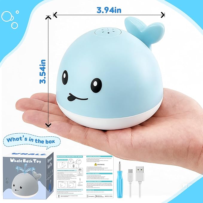 Baby Bath Toys for Kids Ages 1-3, Easter Basket Stuffers for Baby 1 2 3 Year Boy Girl, Whale Bath Toy Sprinkler Light up Bath Toys for Babies 6-12 Months, Toddlers Bathtub Toys Baby Birthday Gifts