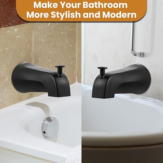 Dreyoo Tub Spout (Universal Fits 1/2" Copper Pipe, 1/2" IPS and 3/4" IPS), Bathroom Bathtub Faucet with Adapters and Hex Wrench(Matte Black,Simple)