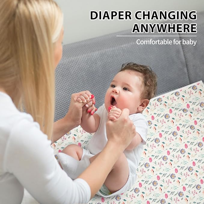 Vegan Leather Baby Changing Mat - Wipeable Portable Changing Pad, Foldable Travel Changing Mat for Baby, Newborns Toddlers Shower Gifts (Colorful Floral,20"*28")