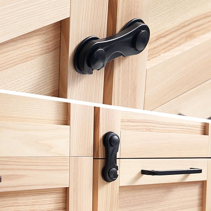 Child Safety Cabinet Locks (10 Pack) - Baby Proofing Latches Lock for Drawers, Toilet Seat, Fridge, Oven with 10 Extra 3M Adhesives (Black)