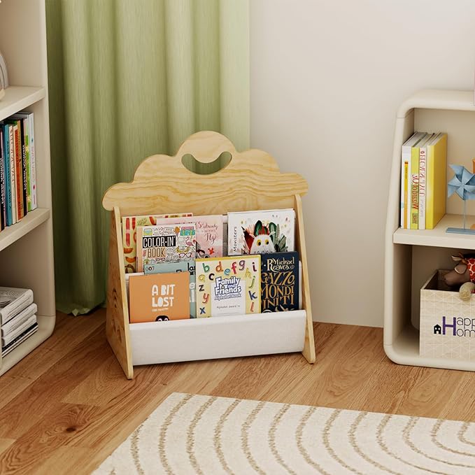 BPMFDTNL Wood Kids Bookshelf, Montessori Bookshelf,Suitable Kids Rooms, Nursery & Classroom, Toddler Book Rack, Nursery Book Shelves, Kids Bookcase, The Perfect Nursery Organizer