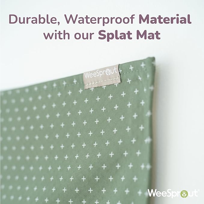 WeeSprout Baby Splat Mat for Kids, Large 51” x 51” Floor Playmat with Durable, Waterproof Surface and Non-Slip Bottom for Infants to Toddlers Under highchair, Arts and Crafts, picnics and Play