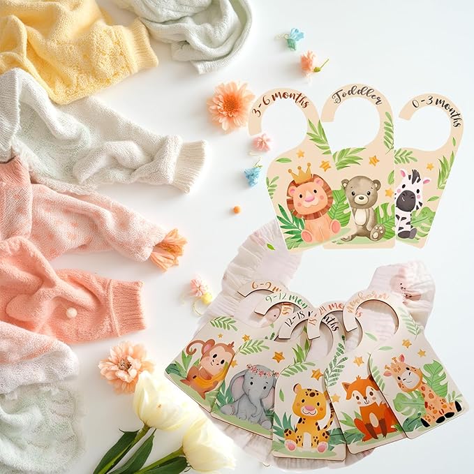 Baby Clothes Divider Wooden for Kid Closet - 8 Baby Closet Dividers Size Label for Boy & Girl, Baby Clothes Organizer Dividers - Cute Nursery Decor