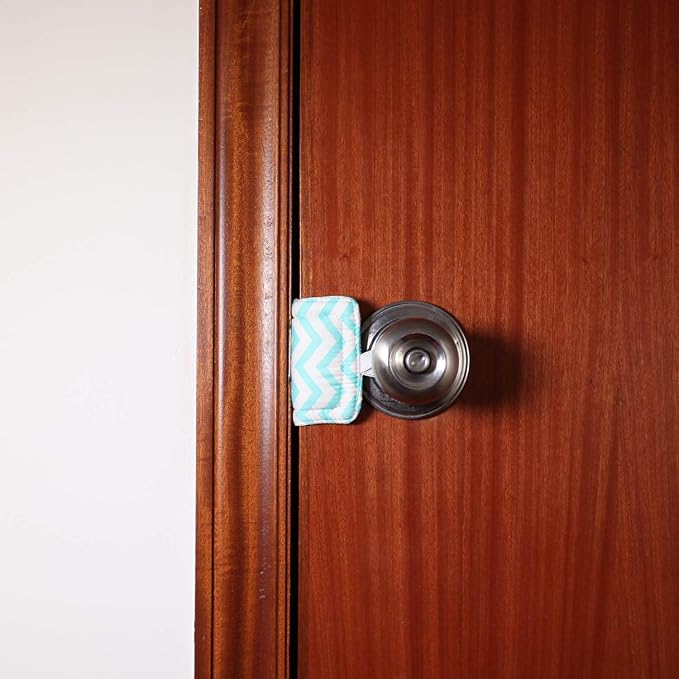 Door Silencer & Jammer - 3 Pack Noise Reducing Door Cushions - 3.25 x 5.5 Inch (Light Green Chevron)