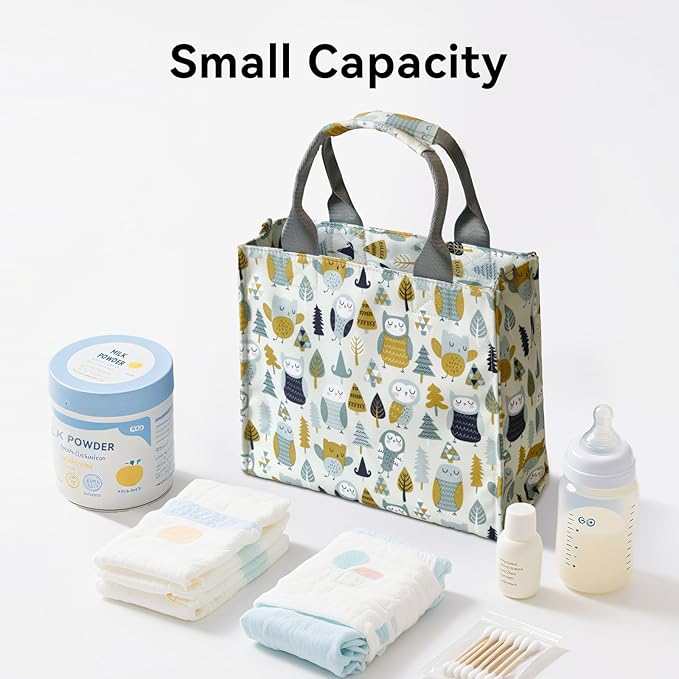 PHEBEN Small Diaper Bag Tote Waterproof Travel Mini Diaper Bag Multi-Function Baby Handbag Crossbody Purse(owl)