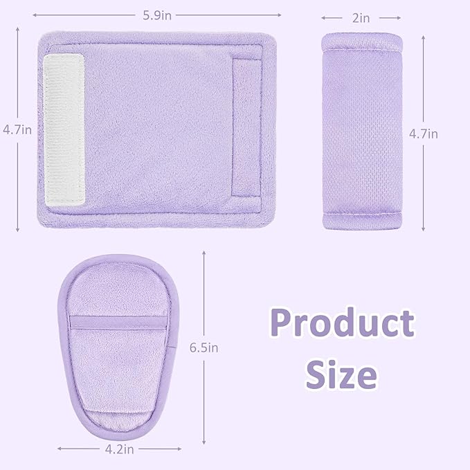 SWESEN Baby Car Seat Strap Covers, 3 Piece Soft Car Seat Strap Shoulder Pads for Baby Girls Boys, Double-Sided Use carseat Straps Covers for Stroller, Car Seats, Pushchair, Purple