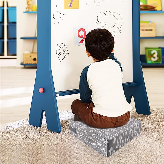 Dining Chair Heightening Cushion Portable Dismountable Adjustable Highchair Booster for Baby Toddler Kids Infant Washable Thick Chair Seat Pad Mat (Grey Arrow)