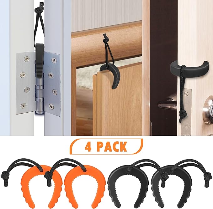Crosize 4 Pack First Responder Door Stops, Door Jam for Law Enforcement, Police, Emergency Medical Services, Black& Orange Door Stoppers Wedge, Door Stops of Plastic