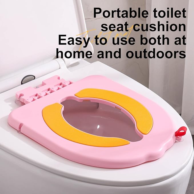 Portable Potty Training Seatï Upgraded Non-Slip-Anti pinch buttocks, No need to disassemble and install every time, saving a lot of time for Toddlers & Kids, Suitable for multi shaped toilets (Pink)
