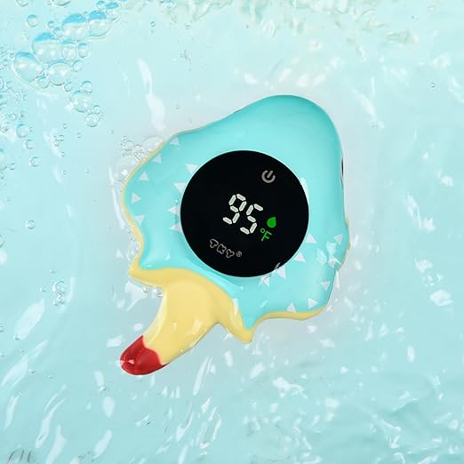 Baby Bath Thermometer with Floating Toys - Digital Water & Room Temperature Monitor, Rechargeable Thermometer with Alerts for Newborn Bath Essentials, Infant Safety