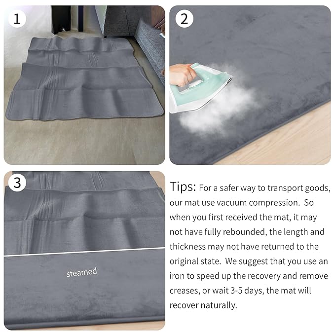 Huloo Sleep Baby Play Mat for Floor,1.3" Thick Elasti-Foam 47"×47" Playpen Mat for Tummy Time,Water Repellent Soft Coral Velvet for Toddler,Infant,Kids,Non-Slip Backing Safe for Crawling(Dark Grey)