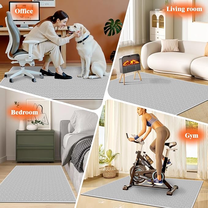 KMAT Office Chair Mat, 45x53in Heavy Duty Hardwood/Tile Floor Protector, Computer Desk Mat for Rolling Chairs, Work, Study, Office, White
