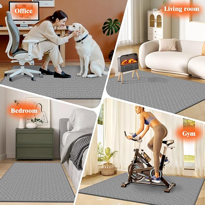 KMAT Office Chair Mat, 46x60in Heavy Duty Hardwood/Tile Floor Protector, Floor Mat Computer Desk Mat for Rolling Chairs, Work, Study, Office, Grey