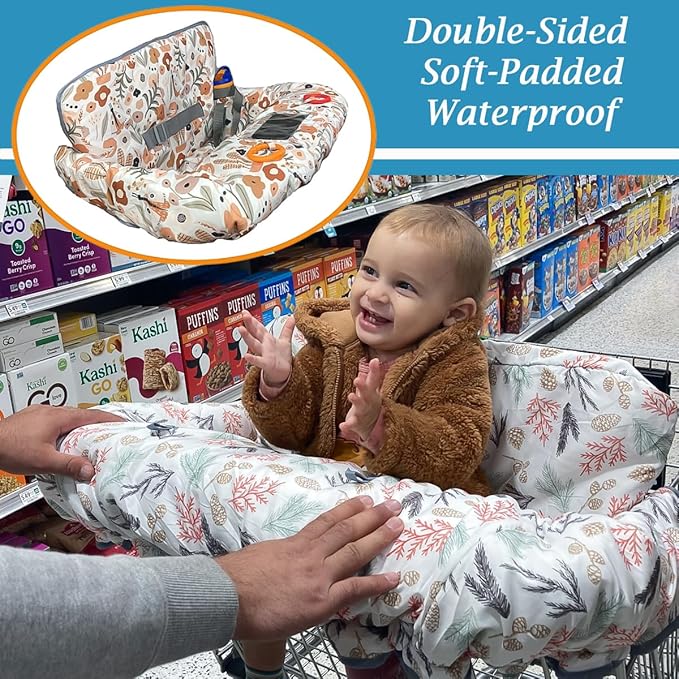 Shopping Cart Cover for Baby and Toddler, Waterproof Grocery Cart and High Chair Cover, Soft Padded Cart Cover for Babies, Universal Fit for Costco, Target and Restaurant High Chairs