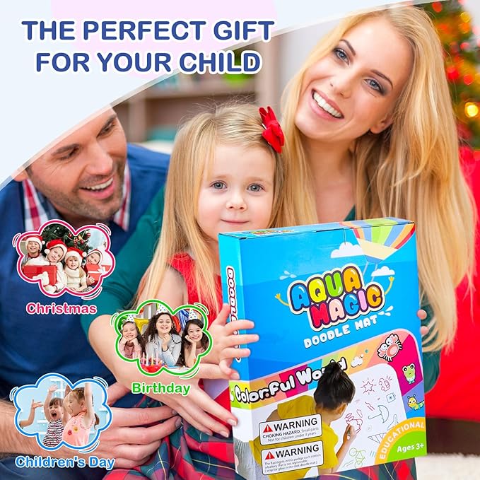 Doodle Pad for Toddlers 1-3, 40 X 27 Inch Extra Large Water Painting Drawing Color Doodle Mat, Educational Toys for 3+ Year Old, Toddler Toys for Age 3 4 5 6 7 8 Year Old Girls Boys Birthday Gifts