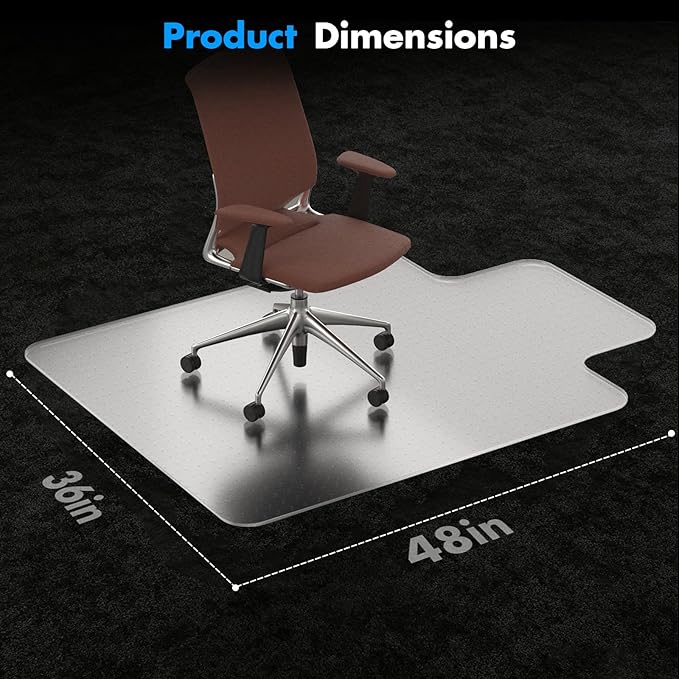 Office Chair Mat for Carpet - 36x48 Inch Heavy-Duty Protection for Low Pile Plastic Computer Desk Floor Protectors for Chairs