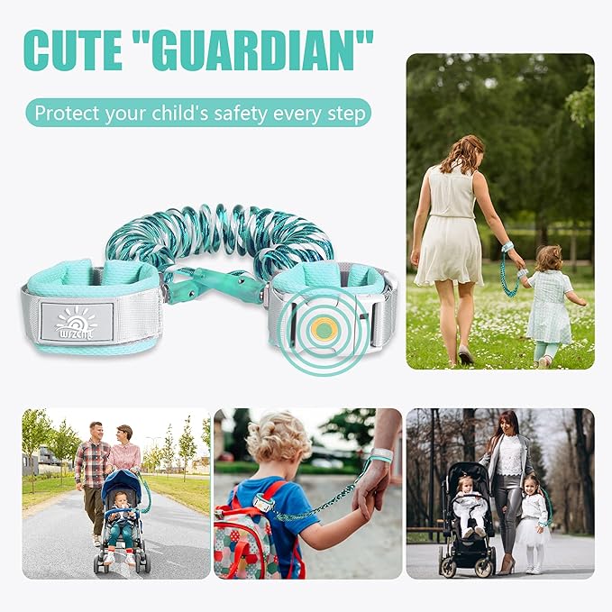 Anti Lost Wrist Link,Toddler Harness Walking Leash with Induction Lock,Reflective Child Wrist Leashes for Baby,6.56ft Kids Leash for Supermarket Mall Airport Amusement Park Zoo Travel(Cyan)