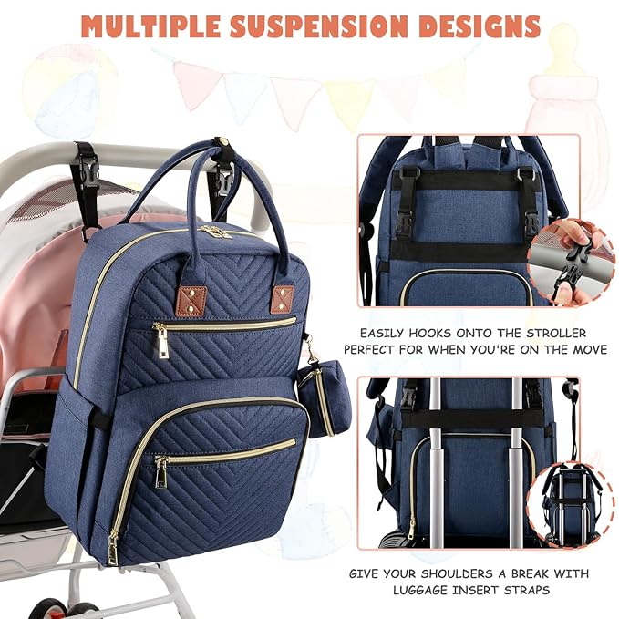 Tenot Baby Diaper Bag Backpack, Travel Diaper Bags for Baby Girl Boy Large Capacity Baby Bag Backpack for Women Peacock Blue