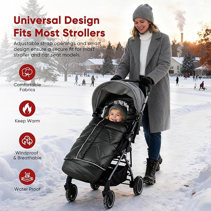 Universal Stroller Blanket & Stroller Footmuff,Water-Repellent Bunting Bag for Babies,Toddlers and Kids,Zipper Footmuff for Stroller,Stroller Winter Cover Warm Baby Sleeping Bag