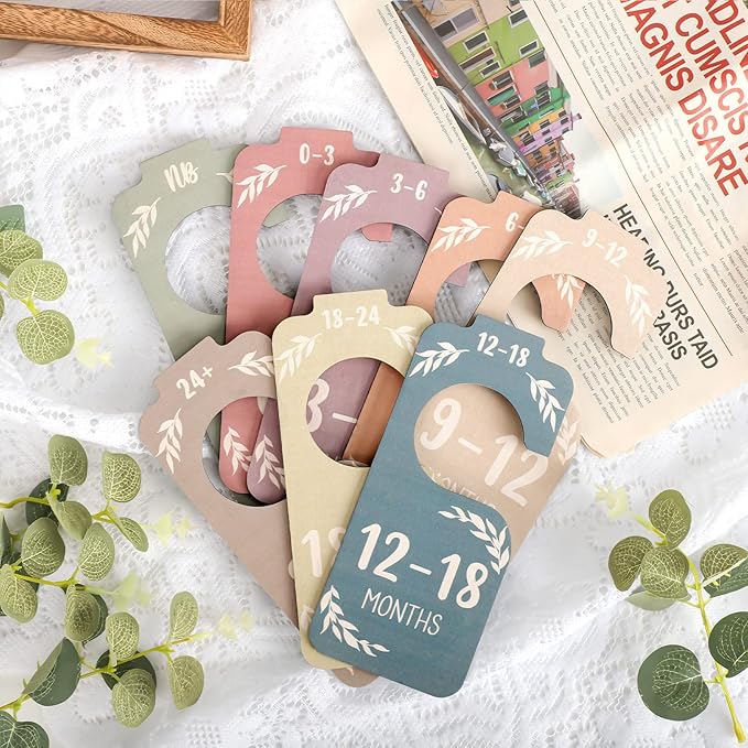 Wooden Baby Closet Dividers for Baby Clothes Organizer,Colorful Baby Closet Organizer For Nursery Decor,Baby Clothes Dividers For Closet Size Hangers for New Mom Dad Parents