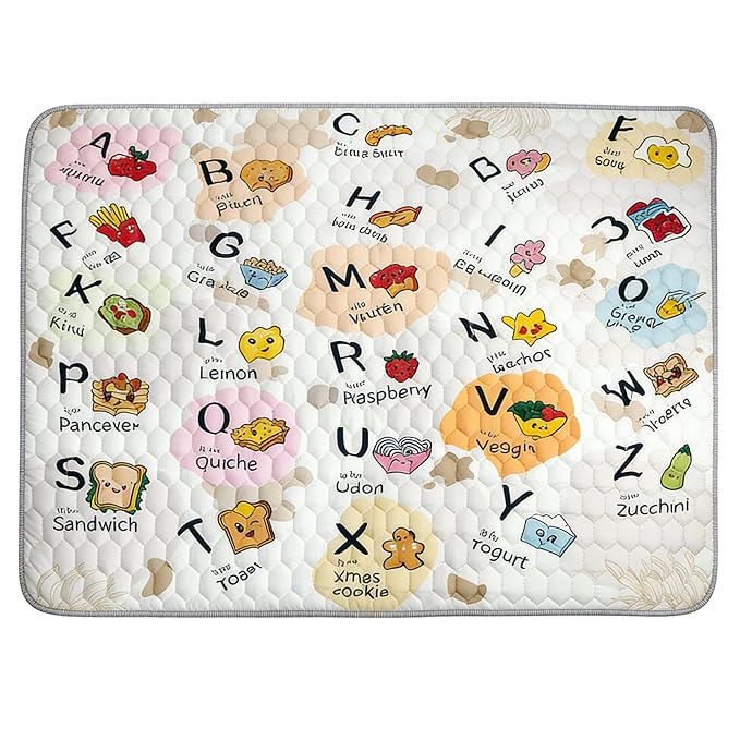 71"x59" Extra Large Baby Play Mat - Premium Thick, Non-Slip & Machine Washable Foam Floor Mat for Infants, Babies & Toddler. Fits Playpens,Spacious Crawling Space, Alphabet Design, Foldable & Odorless