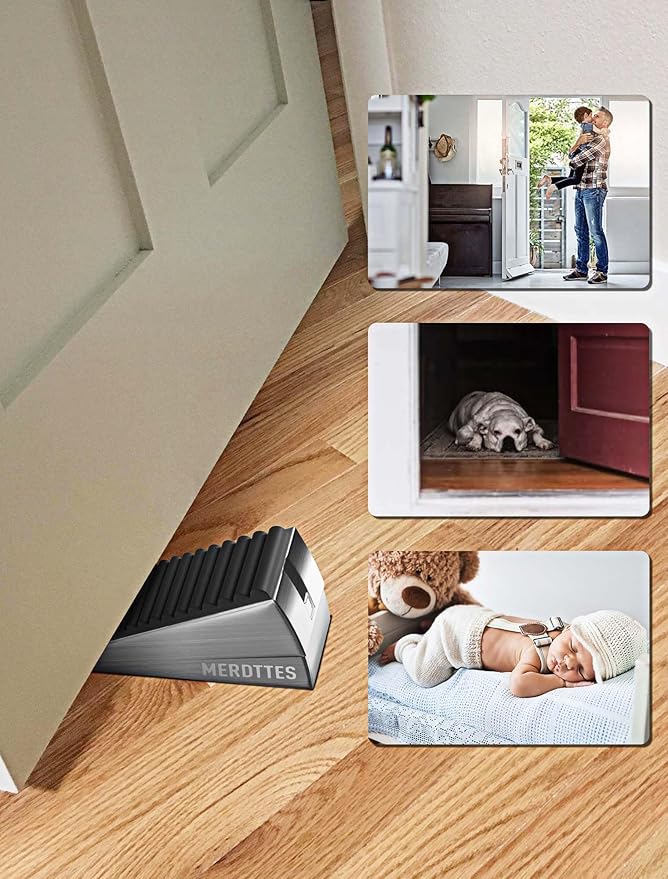 Upgrade 2-Pack Heavy Duty Door Stopper, 3 in Tall Spring Large Door Stops for Bottom of Doors, Decorative Door stoppers Wedge Holder to Keep Open Doorstop Suit Any Heavy Gate